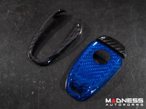 Alfa Romeo Giulia Key Fob Cover  - Carbon Fiber - Blue Candy Main/ Black Accents